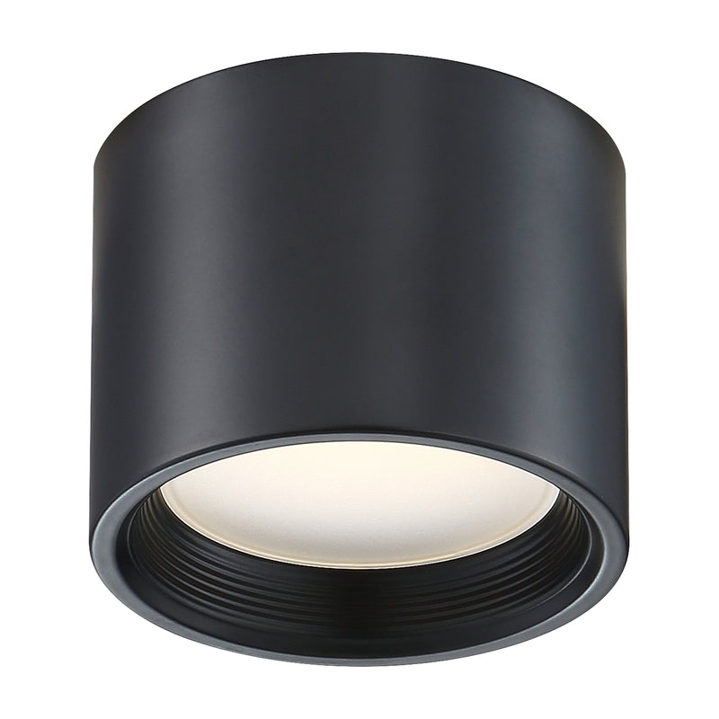 Dual Voltage LED Flush Mount Ceiling Light, 1200 Lumens, 15W, 3000K, 120-277V, Black Finish, Reel Collection