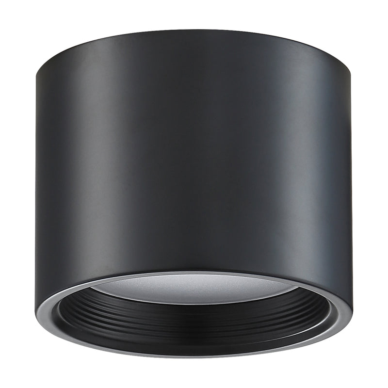 Dual Voltage LED Flush Mount Ceiling Light, 1200 Lumens, 15W, 3000K, 120-277V, Black Finish, Reel Collection