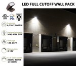 LED Adjustable Wall Pack, 7000 Lumen Max, Wattage and CCT Selectable, Integrated Photocell,120-277V