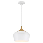 LED Pendant Light, 10W, 120V, White with Wood Grain Finish, Blend Collection