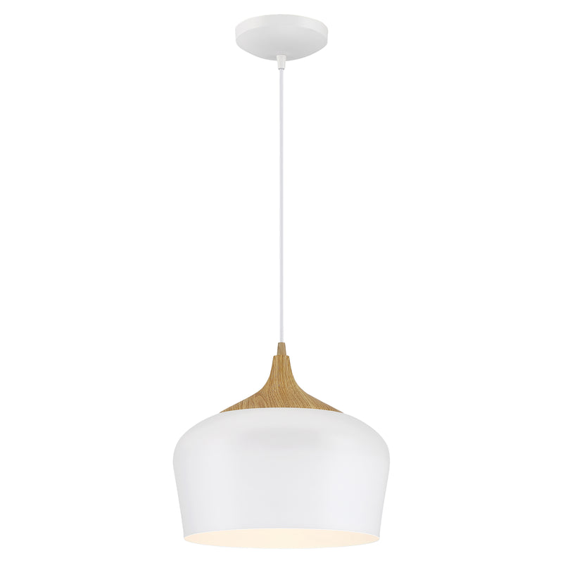 LED Pendant Light, 10W, 120V, White with Wood Grain Finish, Blend Collection