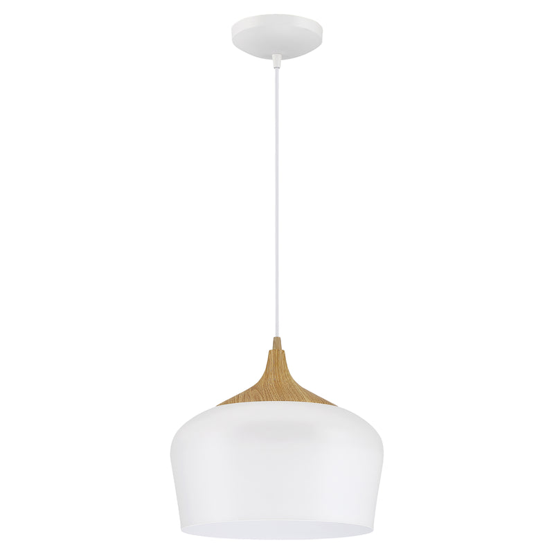 LED Pendant Light, 10W, 120V, White with Wood Grain Finish, Blend Collection