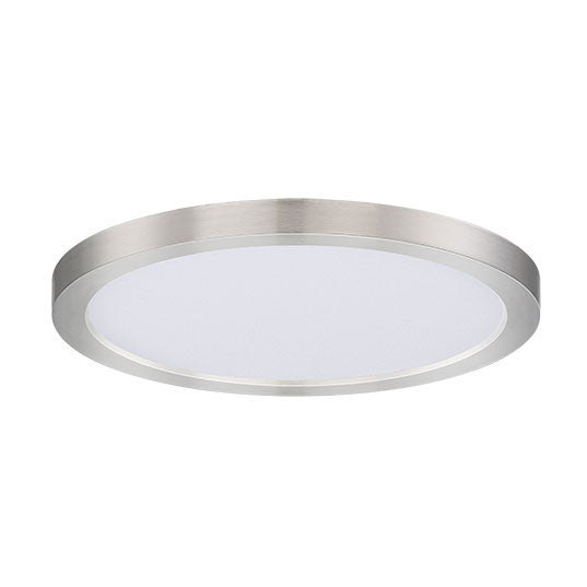 9" LED Flush Mount, 1200 Lumens, 18W, 3000K CCT, 120V, Black, White, or Satin Nickle Finish