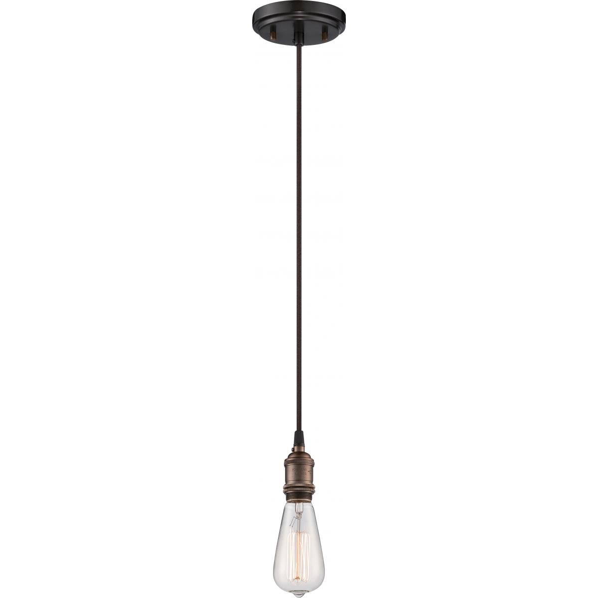 Vintage 1 Light Pendant, 100W, 120V, Rustic Bronze Finish