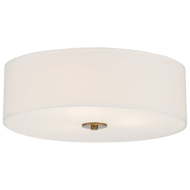 LED Flush Mount Ceiling Light, 2400 Lumens, 26W, 3000K, 120V, Antique Brushed Brass Finish, Mid Town Collection