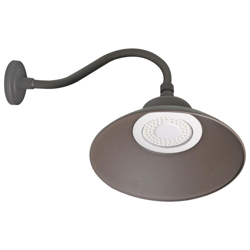 LED Gooseneck Fixture, Wattage and CCT Selectable, 5500 Lumen Max, Integrated Photocell, 120-277V, Finish Bronze