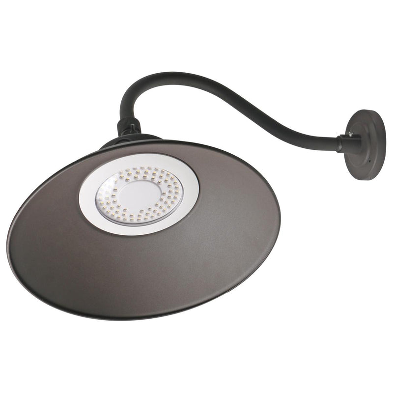 LED Gooseneck Fixture, Wattage and CCT Selectable, 5500 Lumen Max, Integrated Photocell, 120-277V, Finish Bronze