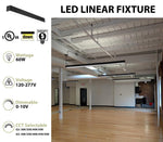 6 FT LED Linear Fixture, 6600 Lumens, 60W, CCT Selectable, 120-277V, Black or White Finish