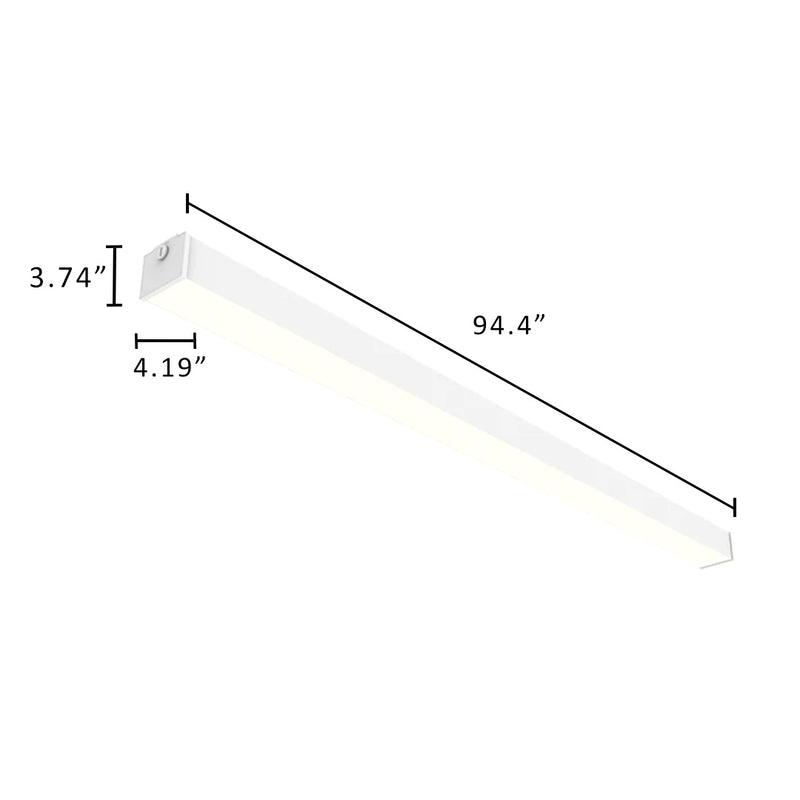 8 FT Outdoor LED Linear Fixture, 17,600 Lumen Max, Wattage and CCT Selectable, IP66 Rated, Surface Mounted, 120-277V