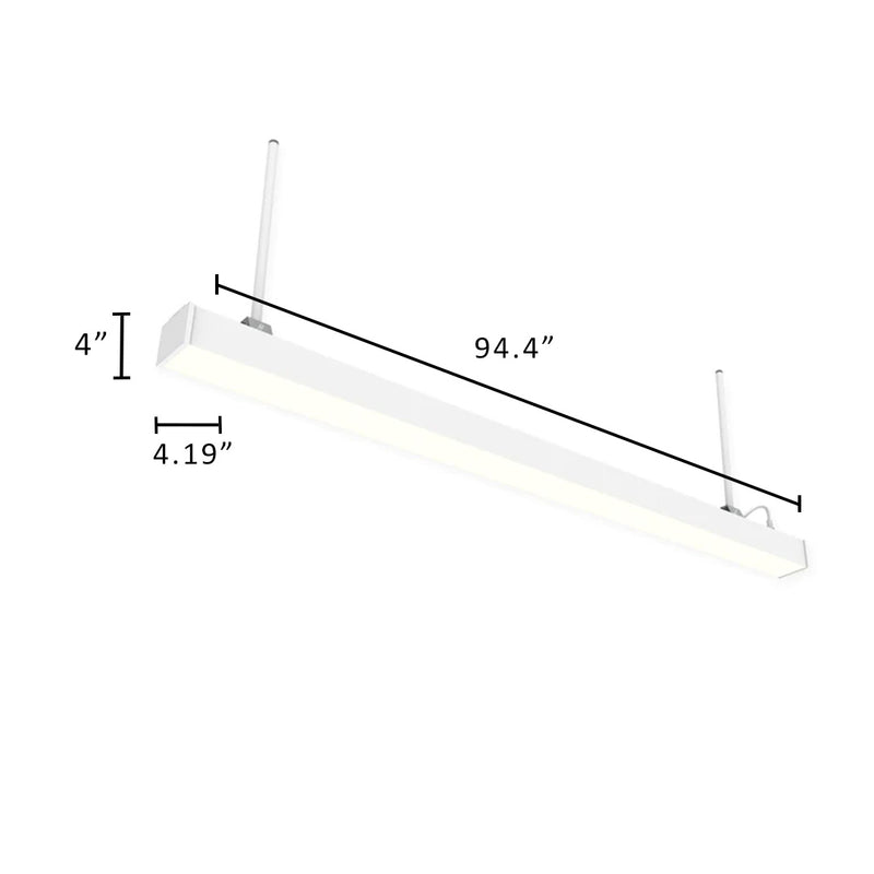 8 FT Outdoor LED Linear Fixture, 17,600 Lumen Max, Wattage and CCT Selectable, IP66 Rated, Suspended Mount with Linking Kit Option, 120-277V