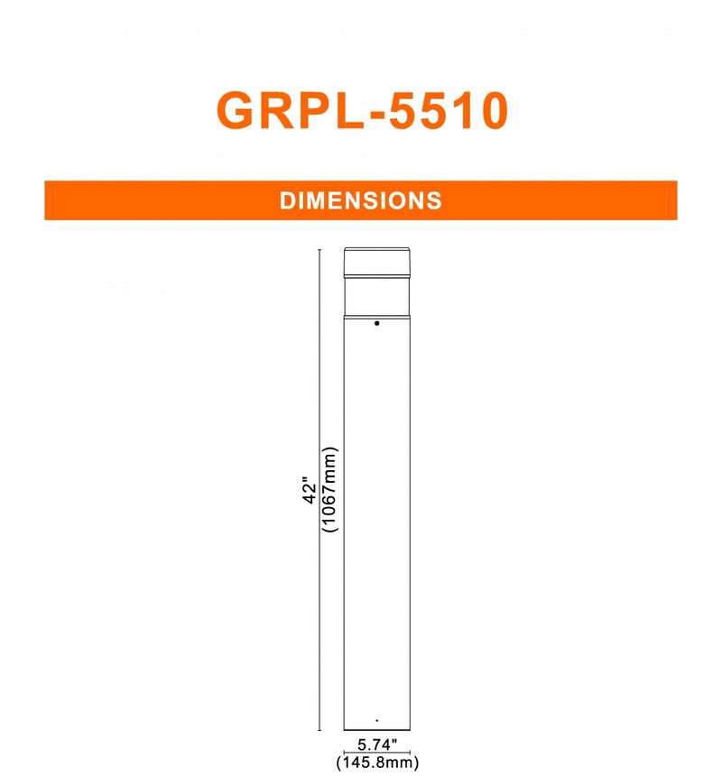 LED 6" Round Top Bollard, 3997 Lumens, Wattage and CCT Selectable, 120-347V, Bronze Finish