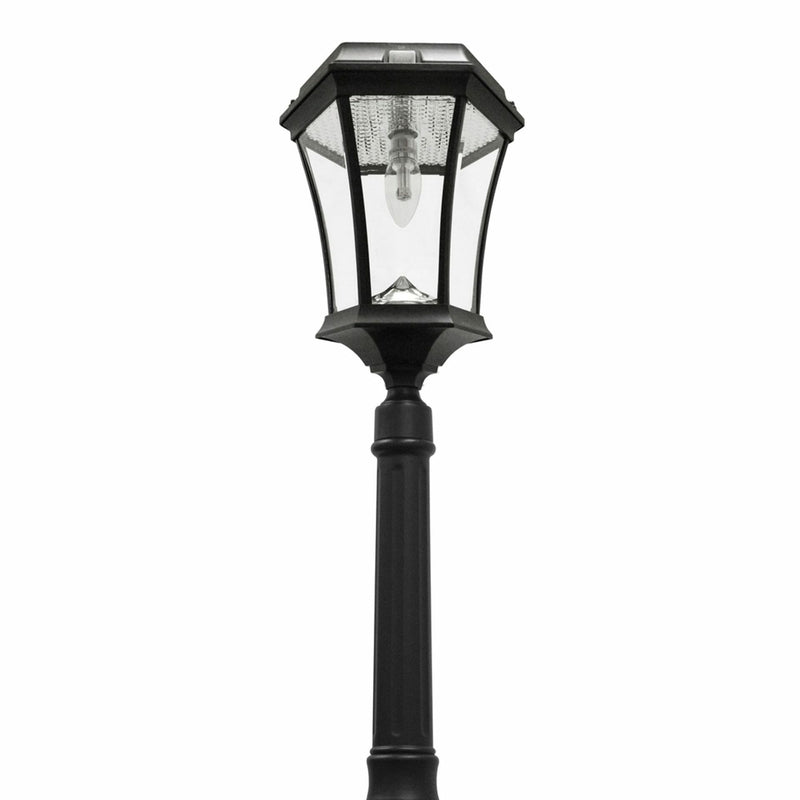 Victorian Solar LED Lamp Post w/GS Solar Light Bulb, 150 Lumens, 2.4W, 2700K CCT Black Finish