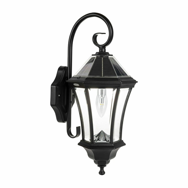 Victorian LED Solar Wall Light, 150 Lumens, CCT Selectable 2700K, Black Finish