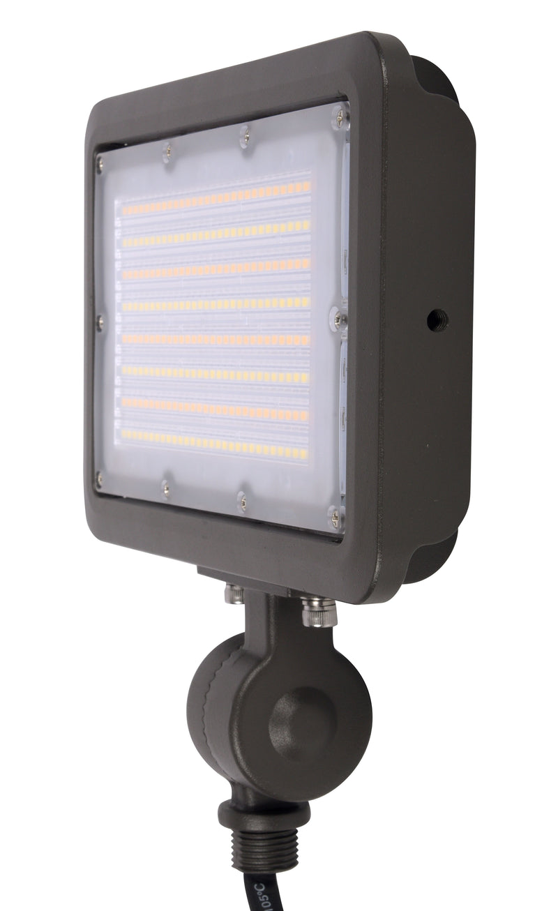 7x7 LED Flood Light With Yoke Mount and Photocell, Wattage Selectable 40W/50W/60W, 7800 Lumens, 120-277V, CCT Selectable:3000K/4000K/5000K