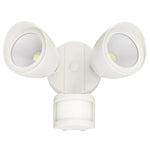 Double Head Security Flood Light, 1400 Lumens, 20W, 3000K or 5000K, 120V, Motion Sensor Included, Black or White Finish