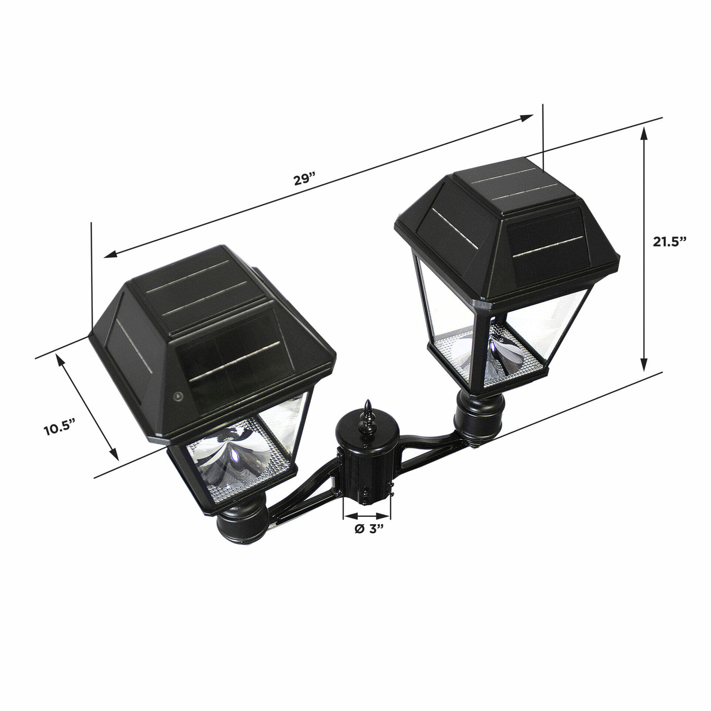 Gama Sonic Imperial III Commercial Solar Double Post Light, 600 Lumens, CCT Selectable 2700K/6000K