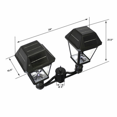 Gama Sonic Imperial III Commercial Solar Double Post Light, 600 Lumens, CCT Selectable 2700K/6000K