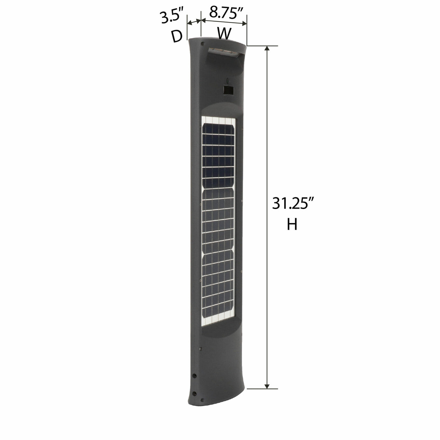 Solar Pillar Commercial Bollard, 500 Lumens, 19W, Grey