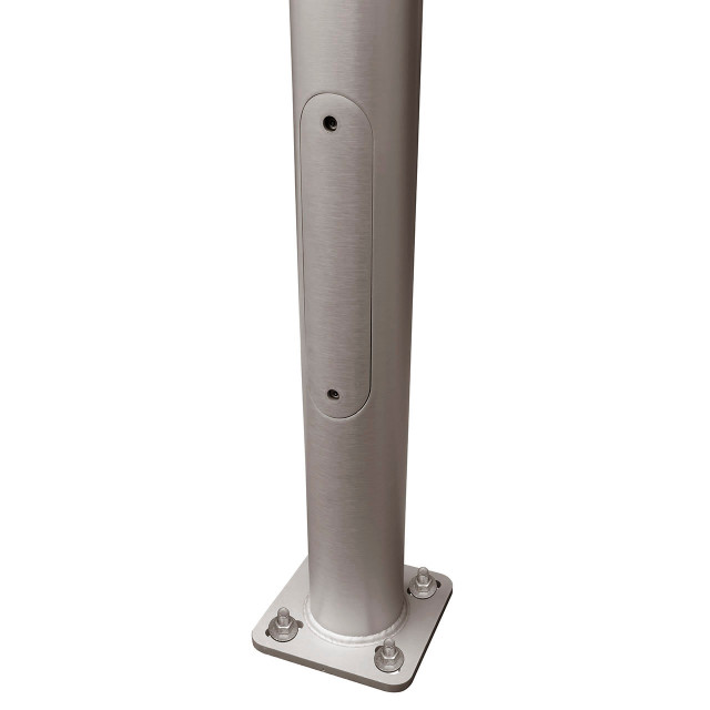 Quick Ship - 12 Foot Round Tapered Anchor Based Aluminum Light Pole, Dark Natural Aluminum Finish