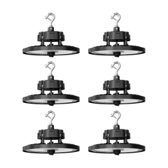 6PK Aries G3 LED UFO High Bay, 21,000 Lumen Max, 80/100/150 Wattage and Selectable, 120-277V, Black Finish, Comparable to 320-400 Watt Fixture