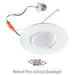 Aviva 4 Inch LED Gimble Down Light Retrofit, 810 Lumens, 8W, 120V, CCT Selectable: 2700K/3000K/3500K/4000K/5000K