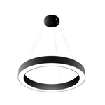 24" LED Round Suspended Fixture, 4000 Lumen Max, Wattage and CCT Selectable,  120-277V, White or Black Finish