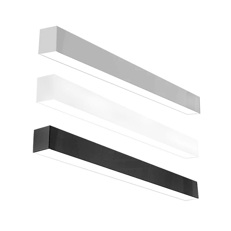 8 FT LED Direct/Indirect Suspended Linear Fixture, 13800 Lumens, Wattage and CCT Selectable, 120-277V, Black, White or Silver Finish