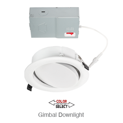 Circa 4 Inch LED Gimbal Down Light, 710 Lumens, 8W, 120V, CCT Selectable: 2700K/3000K/3500K/4000K/5000K