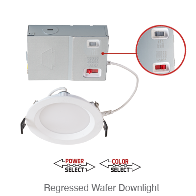 Circa 8 Inch LED Recessed Wafer Down Light, 1,960 Lumens, 23W, 120V, CCT Selectable: 2700K/3000K/3500K/4000K/5000K