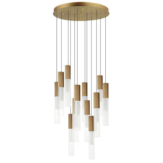 Reeds 12-Light LED Pendant, 4,800 Lumens, 60W, 120-277V, 3000K, Black or Gold finish