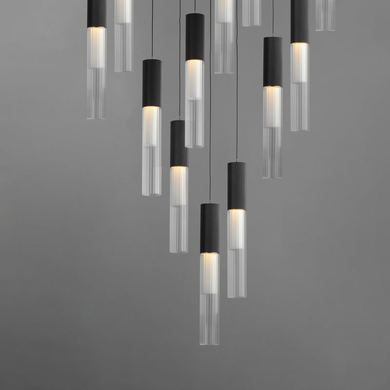 Reeds 12-Light LED Pendant, 4,800 Lumens, 60W, 120-277V, 3000K, Black or Gold finish