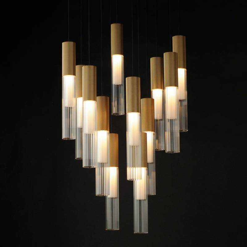 Reeds 12-Light LED Pendant, 4,800 Lumens, 60W, 120-277V, 3000K, Black or Gold finish