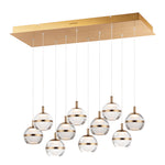 Swank 10-Light Pendant, 5,610 Lumens, 60W, 3000K CCT, 120V, Polished Chrome, or Natural Aged Brass Finish