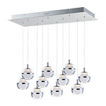 Swank 10-Light Pendant, 5,610 Lumens, 60W, 3000K CCT, 120V, Polished Chrome, or Natural Aged Brass Finish