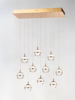 Swank 10-Light Pendant, 5,610 Lumens, 60W, 3000K CCT, 120V, Polished Chrome, or Natural Aged Brass Finish