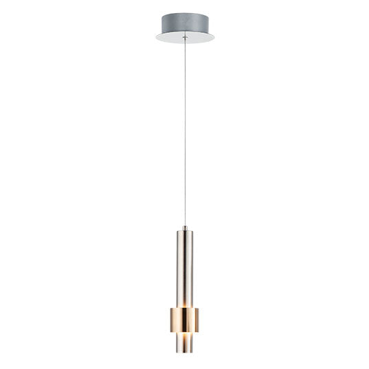 Reveal 1-Light LED Pendant, 480 Lumens, 6W, 3000K CCT, 120V, Satin Nickel / Satin Brass Finish