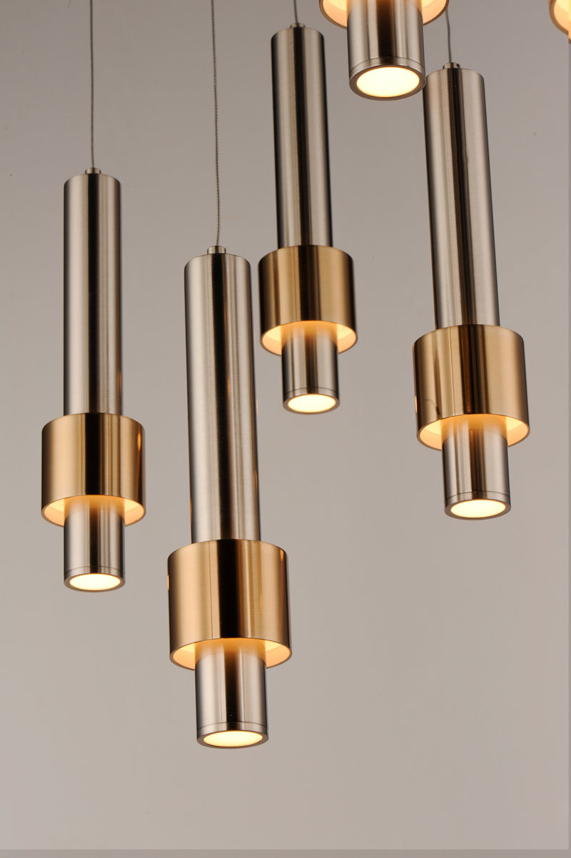 Reveal 7-Light LED Pendant, 3,360 Lumens, 42W, 3000K CCT, 120V, Satin Nickel / Satin Brass Finish