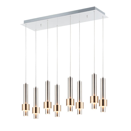 Reveal 8-Light LED Pendant, 3,840 Lumens, 48W, 3000K CCT, 120V, Satin Nickel / Satin Brass Finish