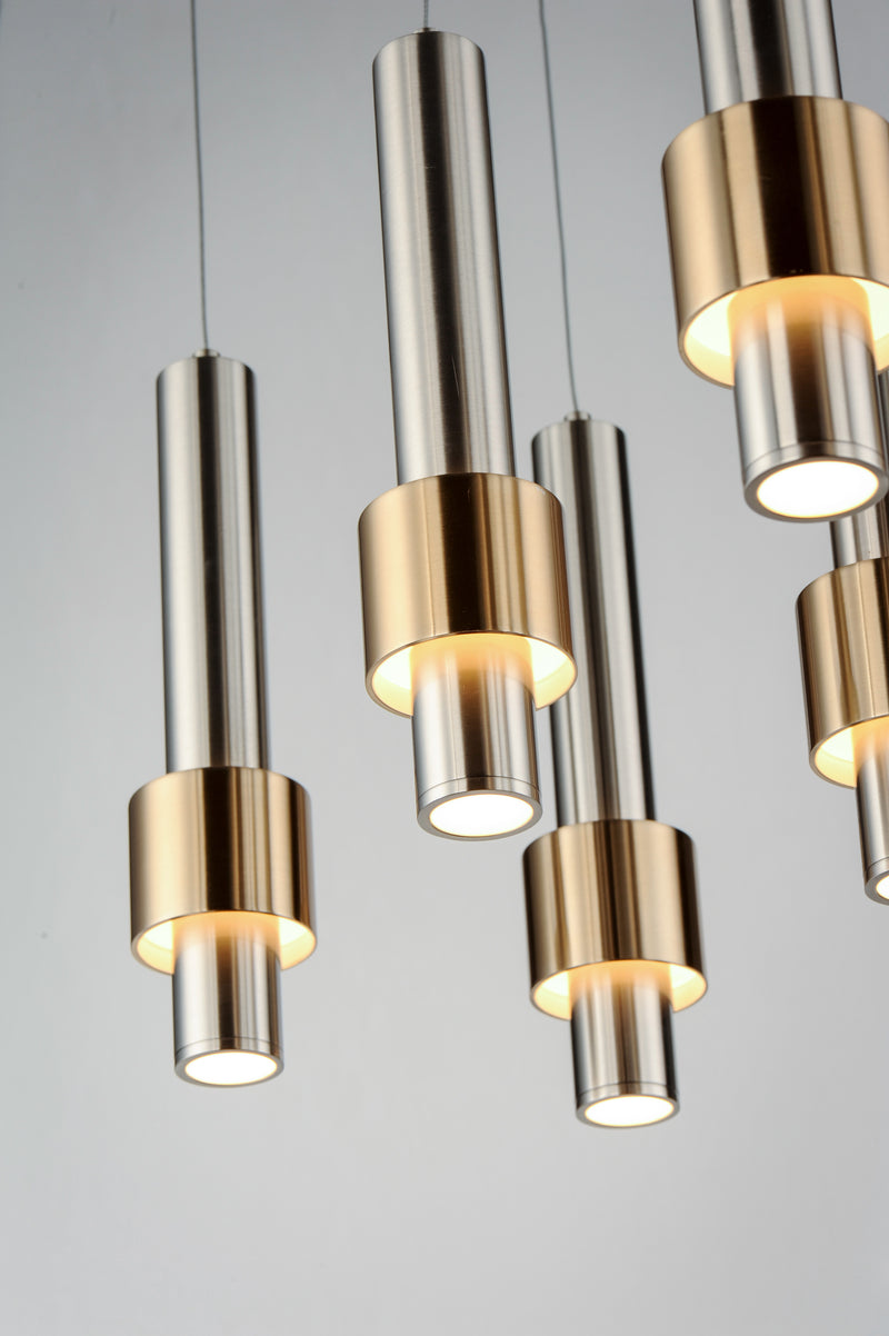 Reveal 8-Light LED Pendant, 3,840 Lumens, 48W, 3000K CCT, 120V, Satin Nickel / Satin Brass Finish