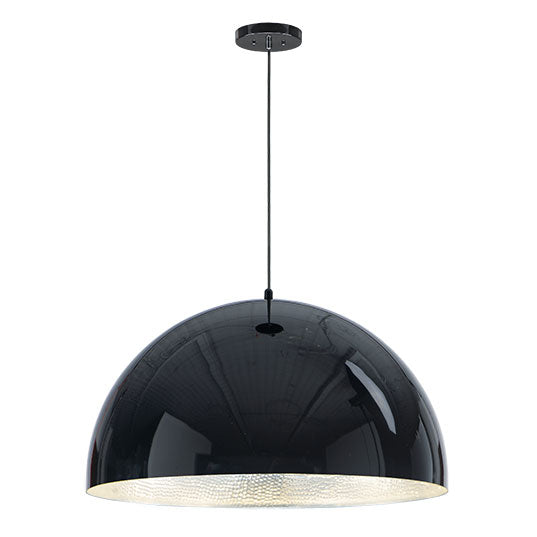 Hemisphere LED Pendant, 2,900 Lumens, 30W, 3000K CCT, 120-277V, Gloss Black or Gloss White Finish