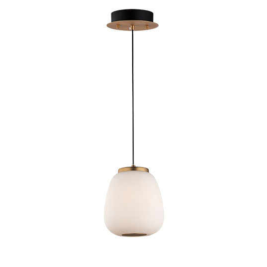 Spherical Soji LED Pendant, 960 Lumens, 8W, 3000K CCT, 120V, Black/Gold Finish 9" Height