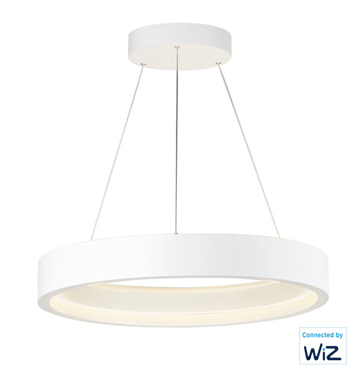 iCorona WiZ 28" LED Round Pendant RGBW Y Smart Light, 3500 Lumens, 50W, 120-277V, Matte White Finish