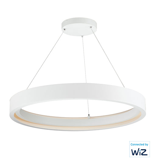 iCorona WiZ 36" LED Round Pendant RGBTWK Smart Light, 4800 Lumens, 60W, 120-277V, Matte White Finish