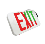 LED Thermoplastic Exit Sign, Universal Single/Double Face, Red/Green Field Selectable, White or Black Housing