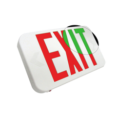 LED Thermoplastic Exit Sign, Universal Single/Double Face, Red/Green Field Selectable, White or Black Housing