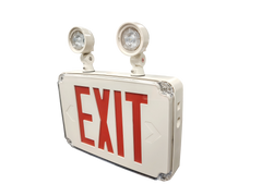 Low Profile Wet Location LED Exit/Emergency Combo Light, Selectable Red/Green Lettering, Universal, Single or Double Face, White, Black or Gray Housing