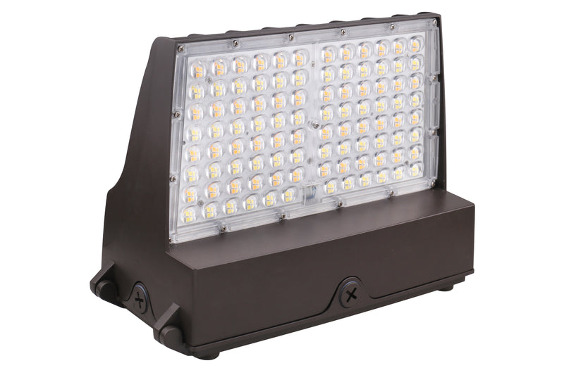 Full Cutoff LED Wall Pack Light, 120 Watt, 16450 Lumen Max, CCT Selectable, Integrated Photocell, 120-277V, Bronze Finish