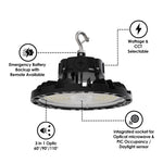 Aries G4 LED UFO High Bay, 24,000 Lumen Max, Wattage and CCT Selectable,  Black Finish, Comparable to 320-400 Watt HID Fixture, 120-277V