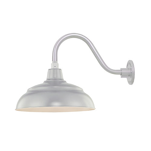 Millennium Lighting 14" RLM Warehouse Shade With Selected Goose Neck Mount and Wire Guard, Galvanized Finish