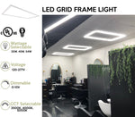 2 x 4 LED Grid Frame Light, 6108 Lumen Max, Selectable Wattage and CCT, 120-277V